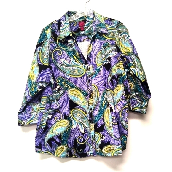 212 collection women's blouse Plus siz  Size:1X blue/green    - - Picture 1 of 7